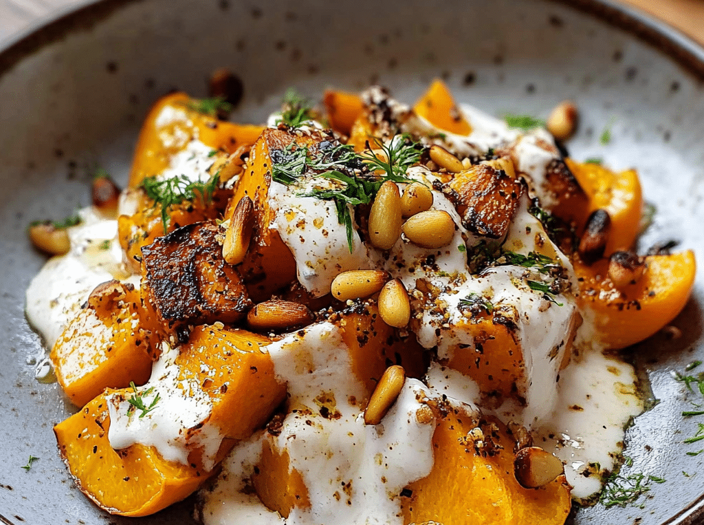 გოგრის სეზონური კერძი თხის ყველით და ხამონით